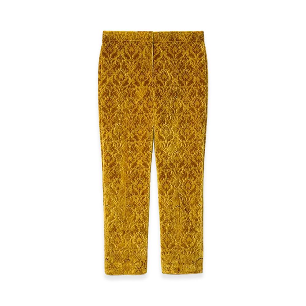 Burberry Women's Baroque Velvet Tailored Trousers "Pear Yellow"