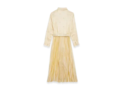 BALENCIAGA Lace Up Pleated Dress "Cream"