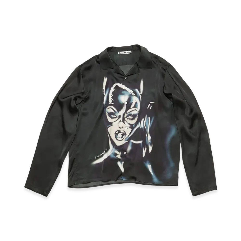 Acne Studios Printed Button-Up Shirt "Black/Blue"