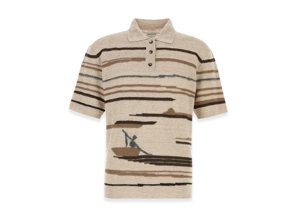 Bottega Veneta Embroidered Cotton Blend Polo Shirt "Multicolor"