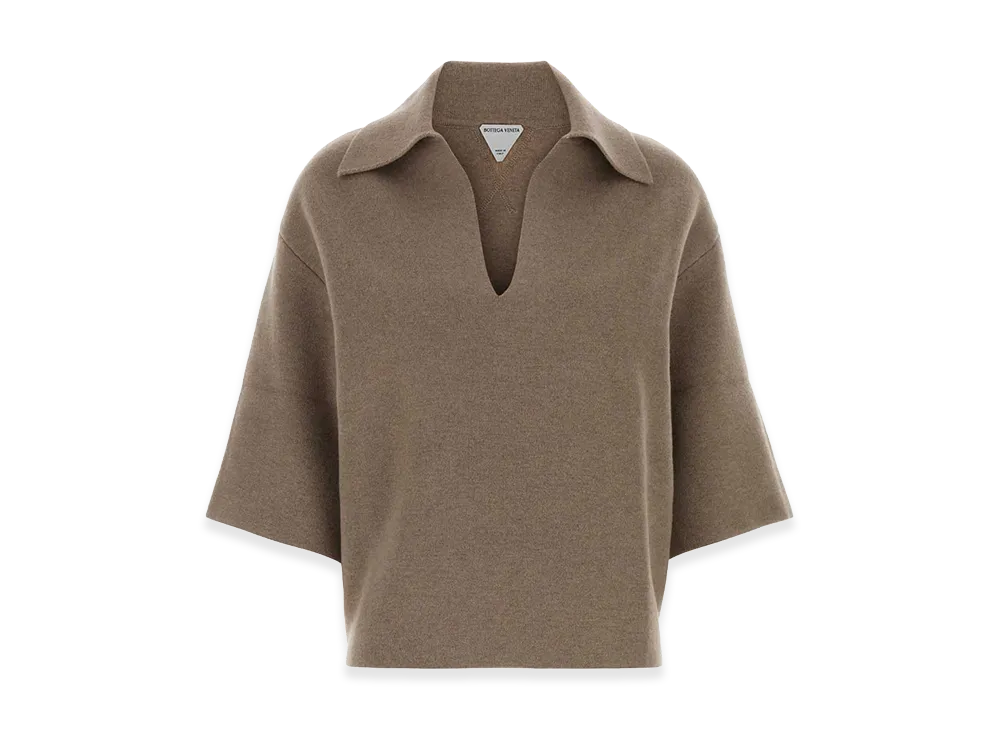 Bottega Veneta Women's Cappuccino Cashmere Blend Polo Shirt "Beige/Tan"