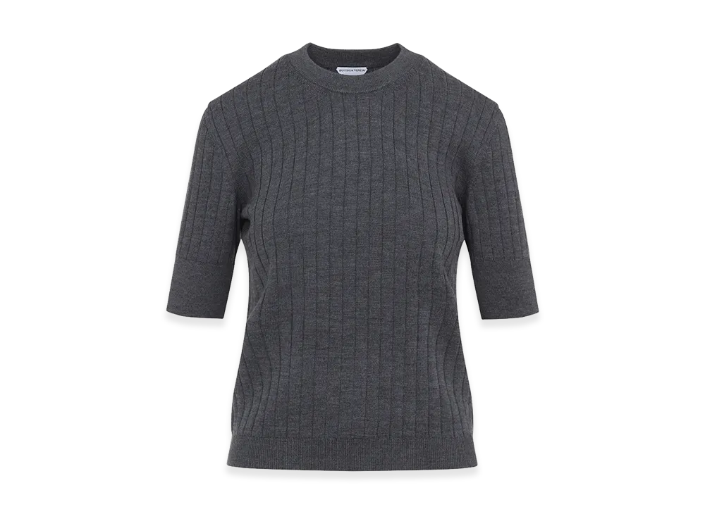 Bottega Veneta Women's Wool Ribbed Top "Gray"