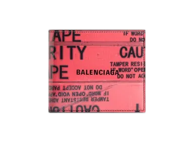 BALENCIAGA Tape Type Square Folded Wallet "Black/Red"