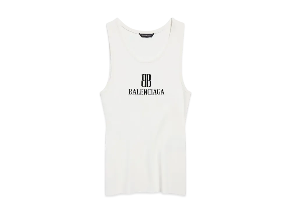BALENCIAGA Women's Nano Bb Tank Top "White/Black"