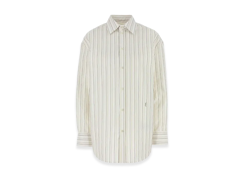 Saint Laurent Women's Embroidered Cotton Oversize Shirt "White"