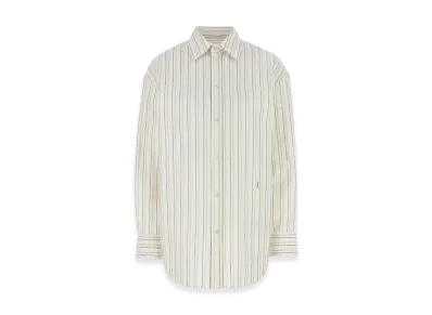 Saint Laurent Women's Embroidered Cotton Oversize Shirt "White"