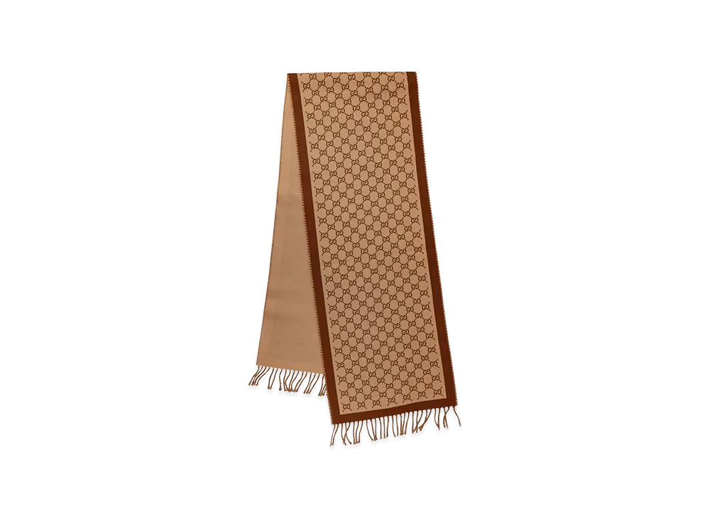 GUCCI Women's Embroidered Wool Scarf "Printed"