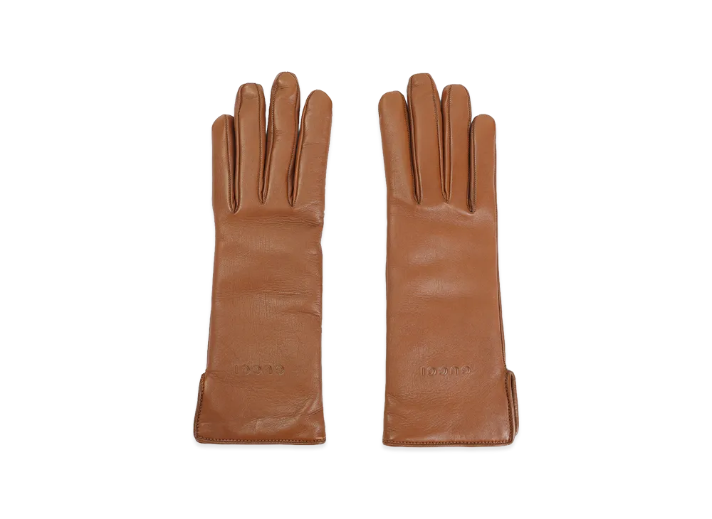 GUCCI Women's Leather Gloves "Camel"