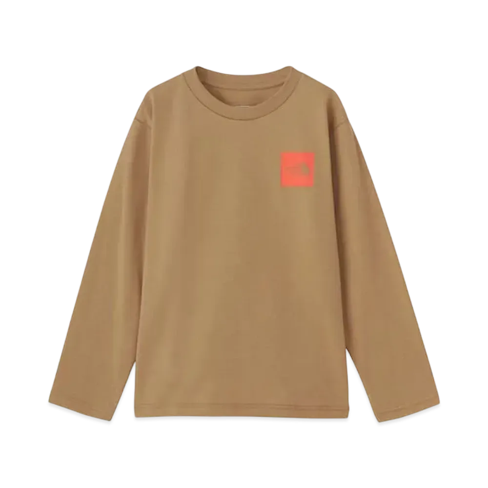 The North Face Kids Long Sleeve Small Square Logo Tee "Kelp Tan"