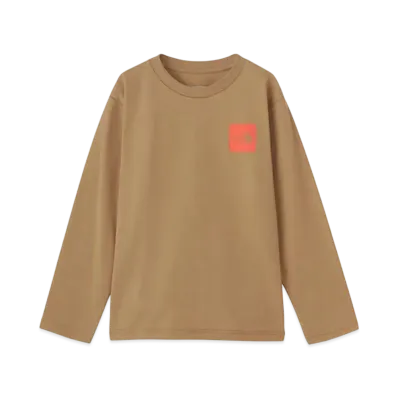 The North Face Kids Long Sleeve Small Square Logo Tee "Kelp Tan"