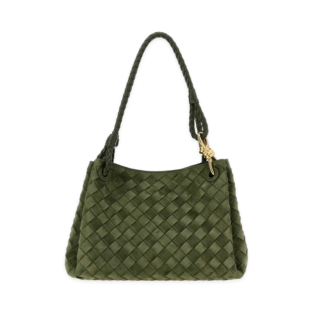 Bottega Veneta Women's Suede Parachute Medium Bag "Green"