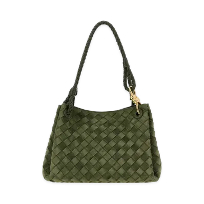 Bottega Veneta Women's Suede Parachute Medium Bag "Green"