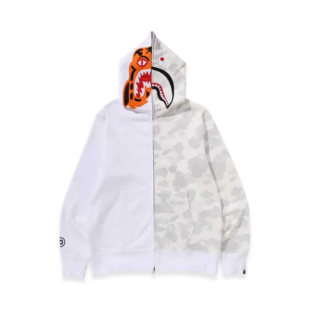 A BATHING APE Tiger Shark Full Zip Hoodie Mens "White"