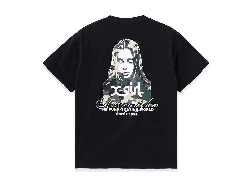 X-Girl Hibiscus Camouflage Face S/S Tee "Black"