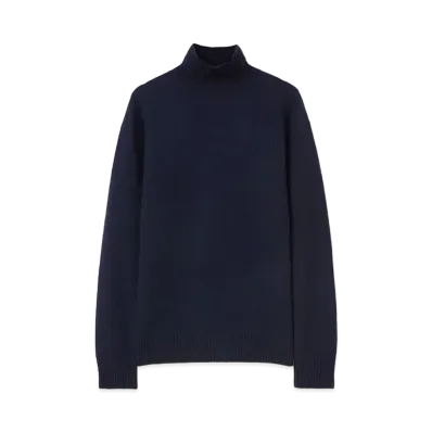 Jil Sander High-Neck Sweater Long-Sleeved Lightweight Merino Wool "Midnight"