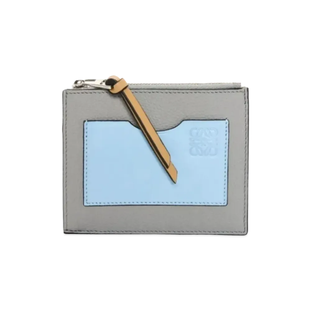 LOEWE Coin Card Holder Large Soft Grain Calf "Pearl Gray/Dusty Blue"