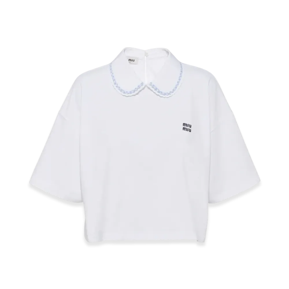 MIU MIU Women's Cotton Crop Top "White"