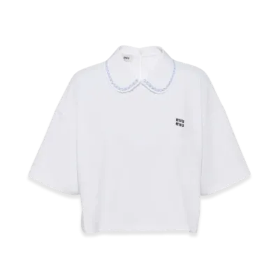 MIU MIU Women's Cotton Crop Top "White"