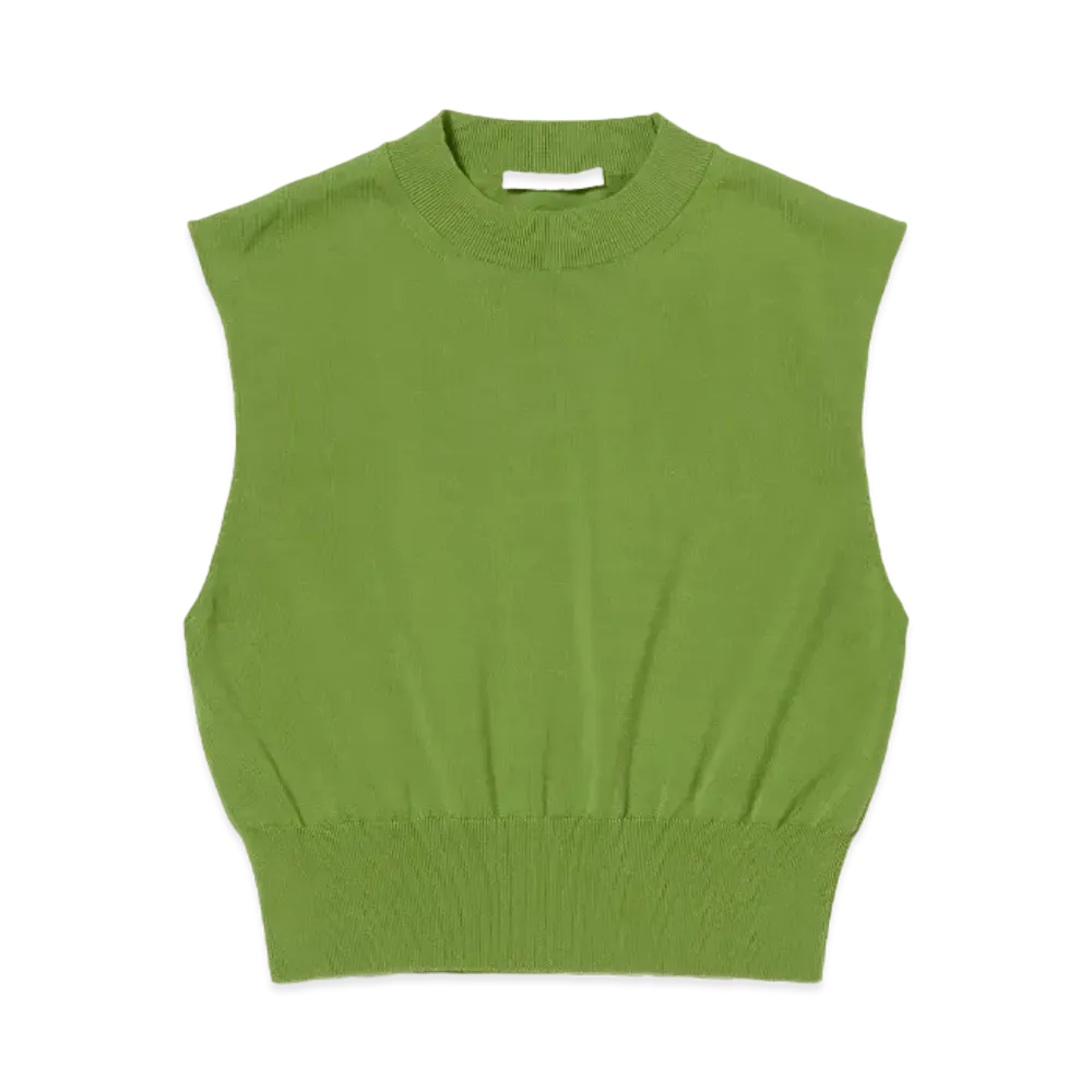 AURALEE Super High Gauge Cotton Knit Sleeveless "Sage Green"