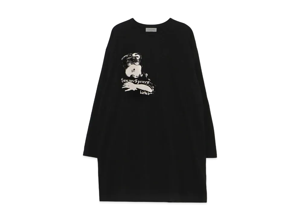 Yohji Yamamoto Pour Homme 30/-COMBED PLAIN STITCH ORIGINAL PRINT BIG LONG SLEEVES "Black"