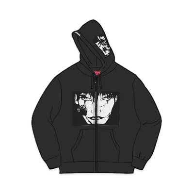 Supreme The Crow Zip Up Hooded Sweatshirt "Black"