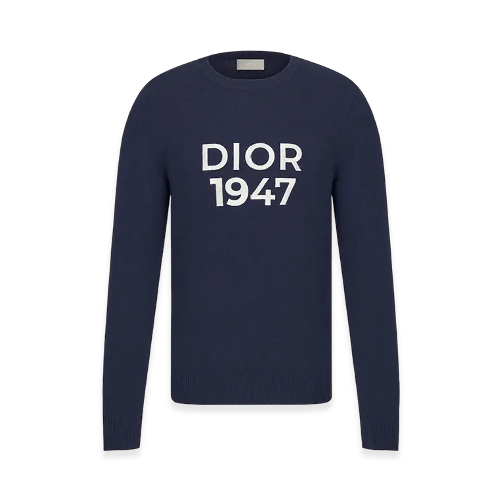 Dior Wool Cashmere Knit Round-Neck Sweater "Navy Blue"