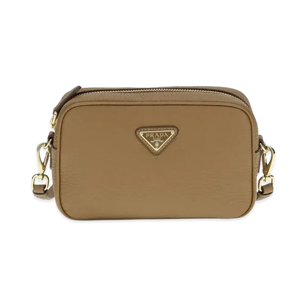 PRADA Women's Hammeleather Crossbody Bag "Caramel"