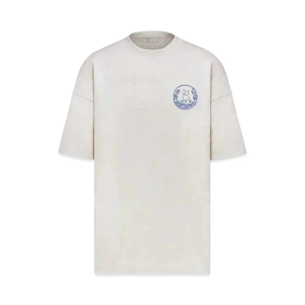 Dior Men's Dior and Hylton Nel Knit T-ShirtOversized Fit Cotton and Silk Jersey "Beige"