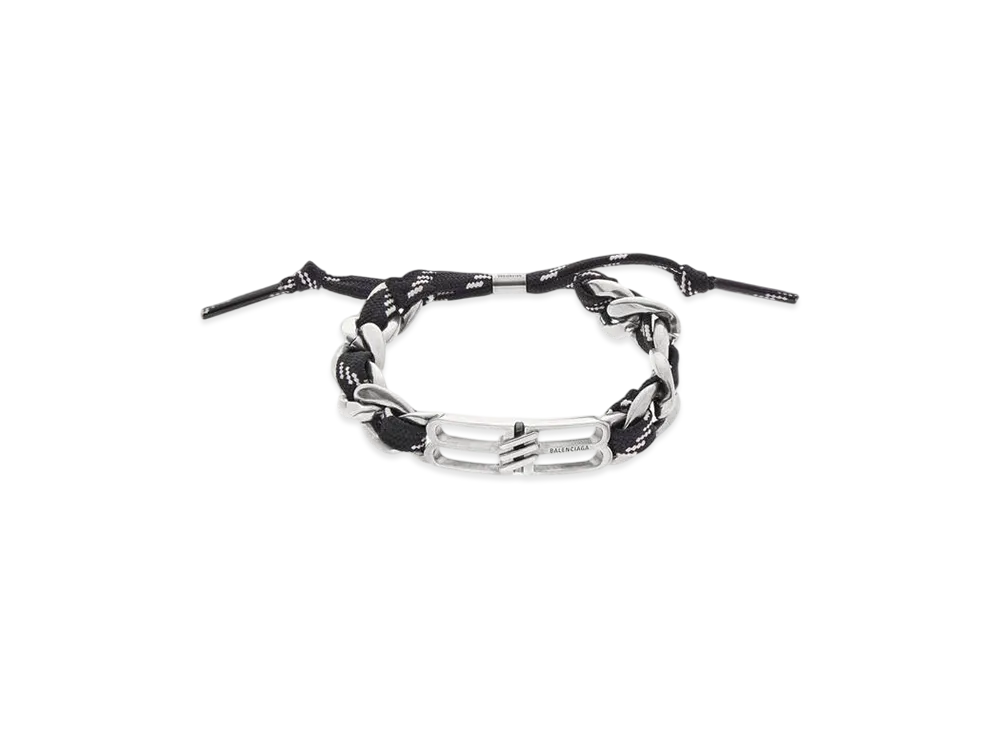 BALENCIAGA BB Icon Lace Bracelet "Antique Silver/Black/White"