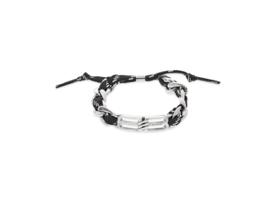 BALENCIAGA BB Icon Lace Bracelet "Antique Silver/Black/White"