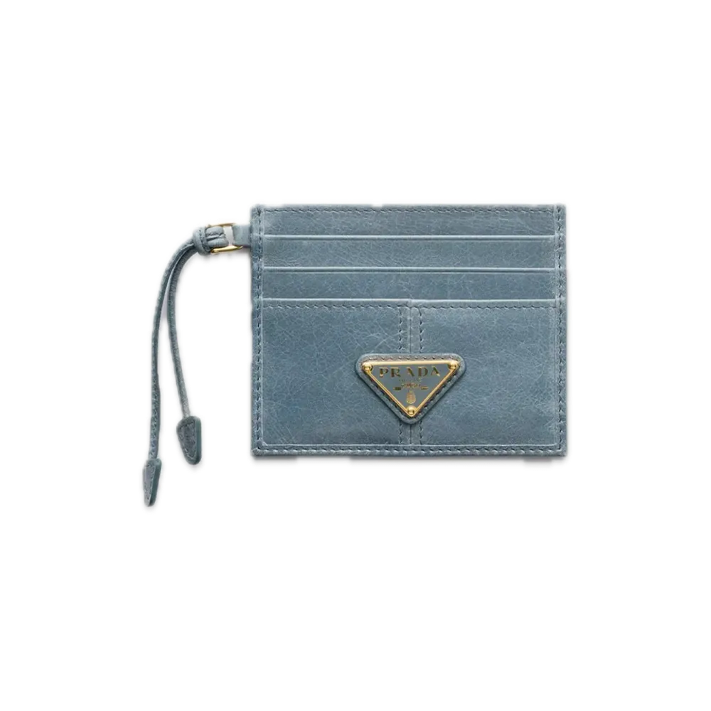 PRADA Soft Lux Leather Card Case "Blue"
