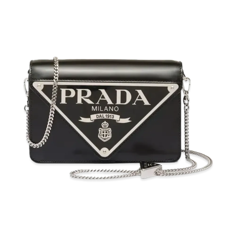 PRADA Brushed Leather Shoulder Bag "Black"