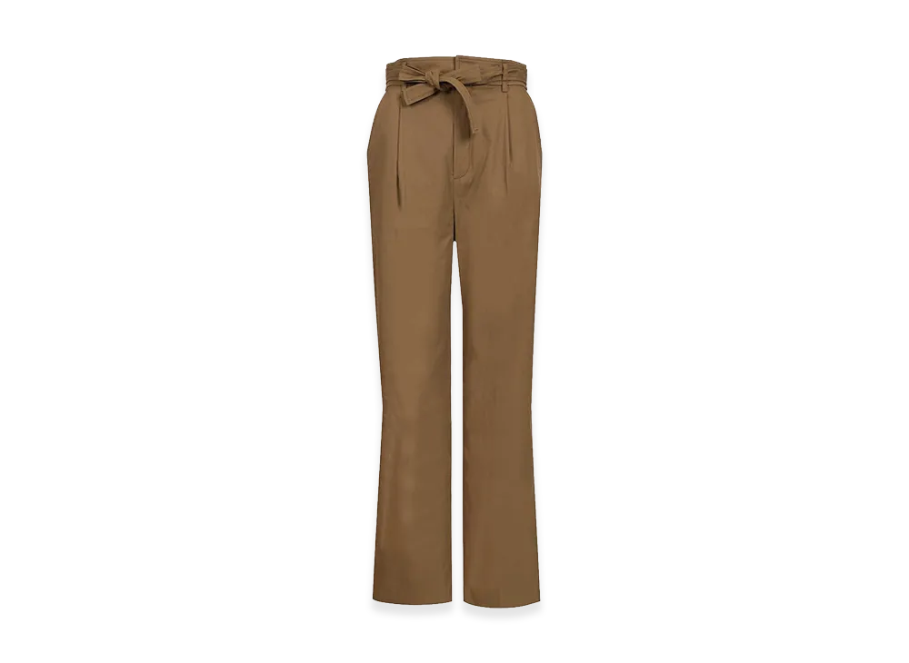 Saint Laurent Women's Straight-Leg Belted Cotton Trousers "Brown"