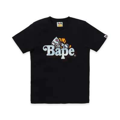 A BATHING APE Pastel Color Camo Shark Milo On Bape Tee "Black/Sax"