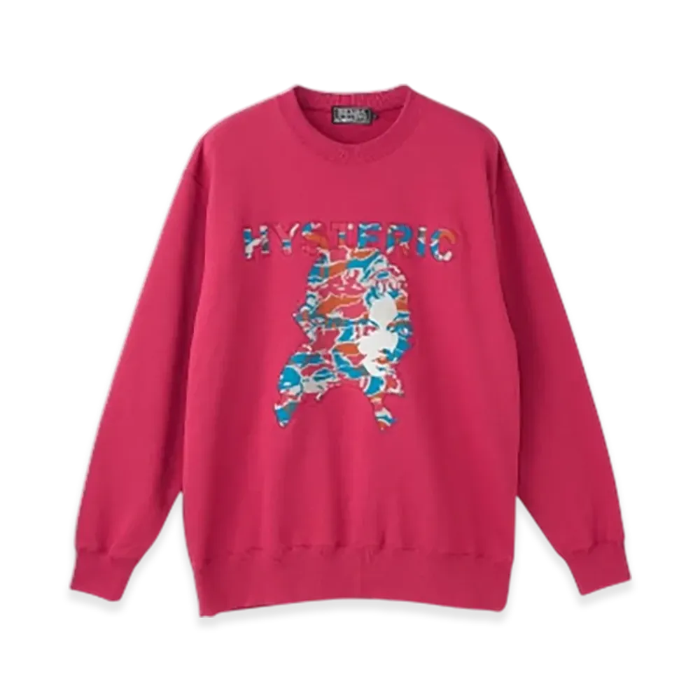 HYSTERIC GLAMOUR Woman Head Back Applique Sweatshirt "Pink"