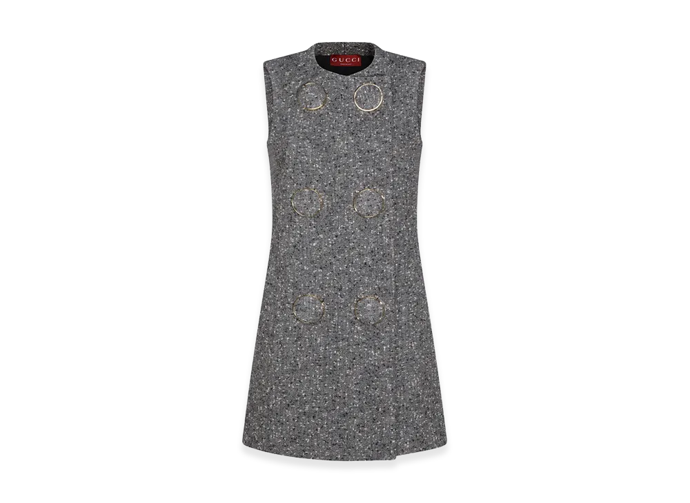GUCCI Women's Melange Wool Blend Mini Dress "Grey"