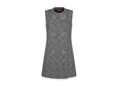 GUCCI Women's Melange Wool Blend Mini Dress "Grey"