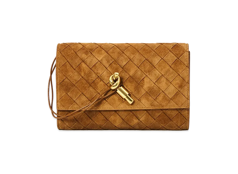 Bottega Veneta Women's Suede Andiamo Crossbody Bag "Camel"