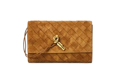 Bottega Veneta Women's Suede Andiamo Crossbody Bag "Camel"