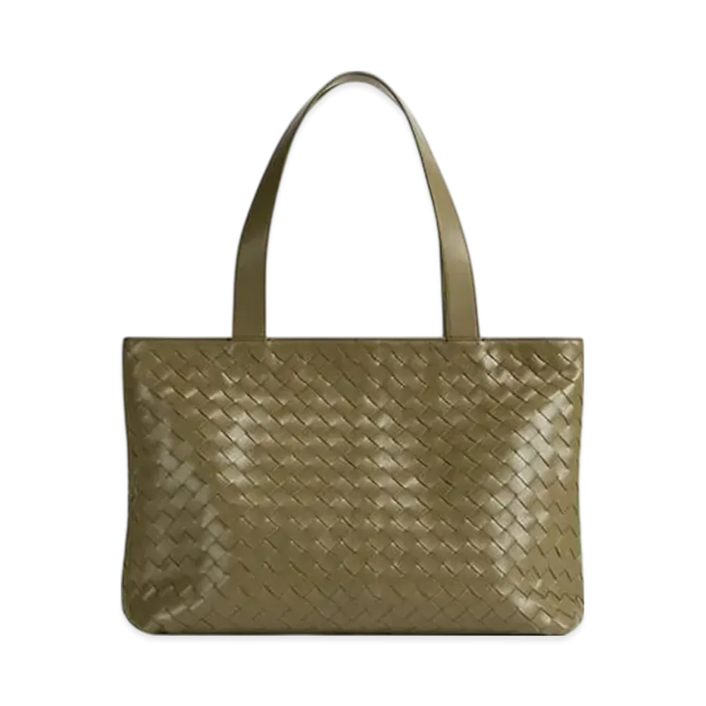 Bottega Veneta Small Intrecciato Zipped Tote "Algae"