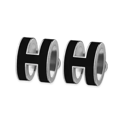 Hermes Pop H Earrings "Palladium/Noir"