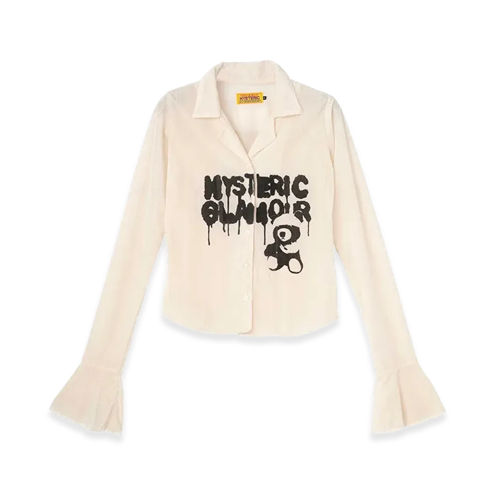 HYSTERIC GLAMOUR Women's Hysteric Teddy Bear Velour Tight Blouse "White"