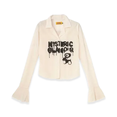 HYSTERIC GLAMOUR Women's Hysteric Teddy Bear Velour Tight Blouse "White"