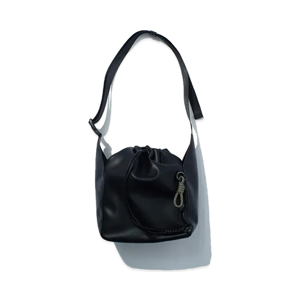 F/CE. Tech Leather Drawstring Shoulder "Black"