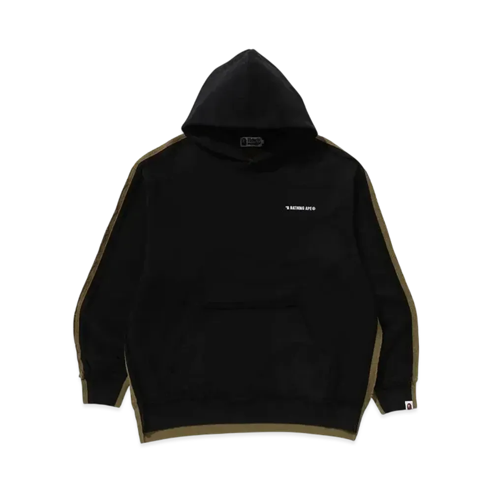 A BATHING APE 1St Camo Blocking Raw Edge Relaxed Fit Pullover Hoodie "Black"