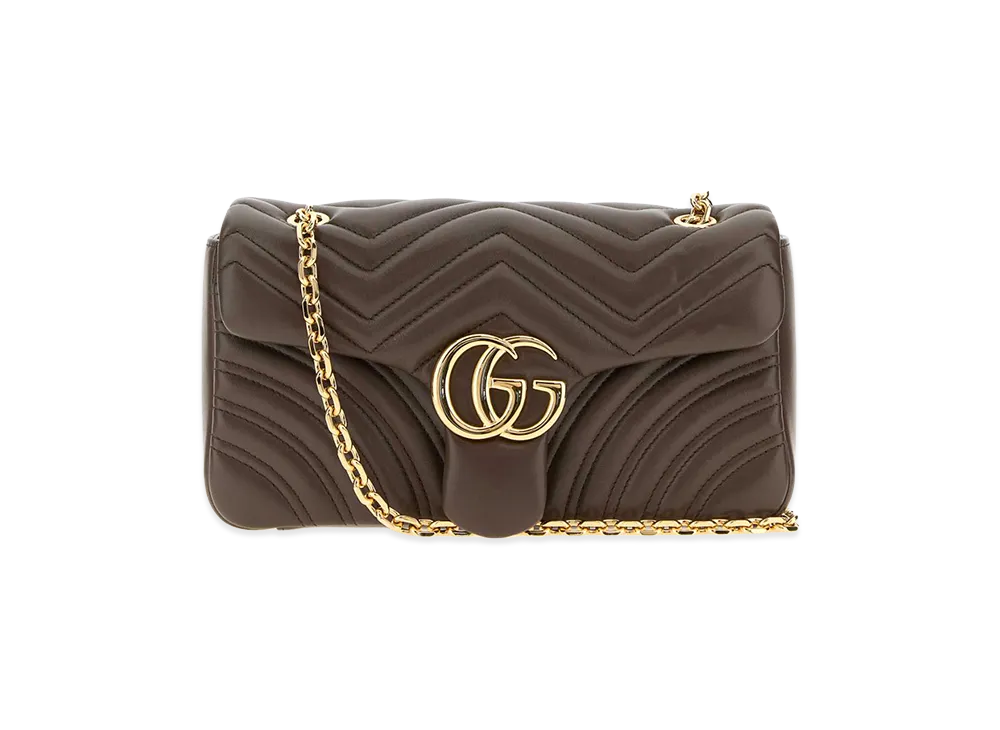 GUCCI Women's Nappa Leather Medium GG Marmont Shoulder Bag "Brown/Mud"