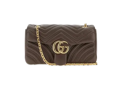GUCCI Women's Nappa Leather Medium GG Marmont Shoulder Bag "Brown/Mud"
