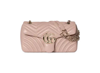 GUCCI Women's Nappa Leather Medium GG Marmont Shoulder Bag "Pink"
