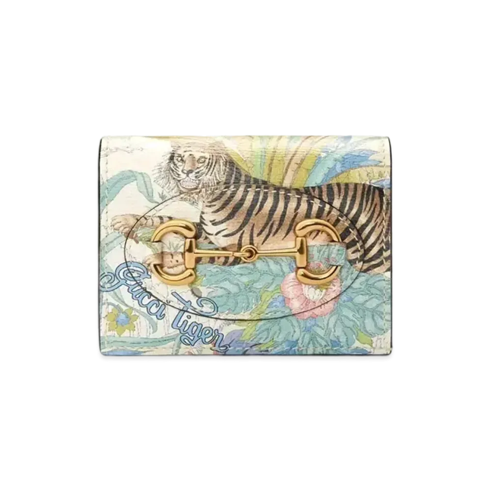 GUCCI Tiger Horsebit 1955 Card Case "Off White"