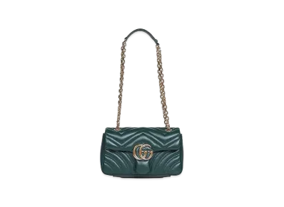 GUCCI Women's Nappa Leather Small GG Marmont Shoulder Bag "Green"